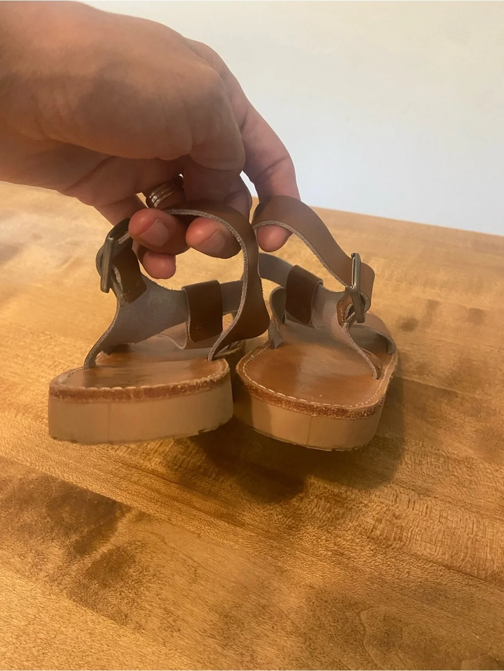 Freshly Picked Girls Brown Leather Open-Toe Buckle Sandals